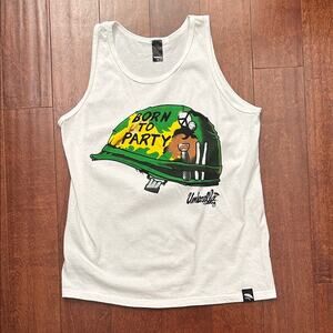 Umbrella Clothing White 'Born to Party' Tank Top, Size Medium, NWOT